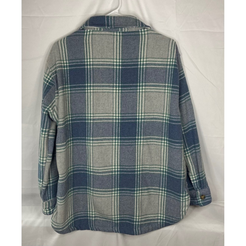 Members Mark Plaid Shacket Womens Small Everglade Blue Grey Button Front Jacket - Picture 10 of 10